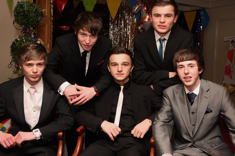 Boys pose for the camera at  Lisneal College annual formal dinner in the Everglades Hotel.  From left, Adam Ramsey, Jake McClay, Jack Boyd, Ryan Hepburn and Dillon Long.  INLS 1248-520MT.