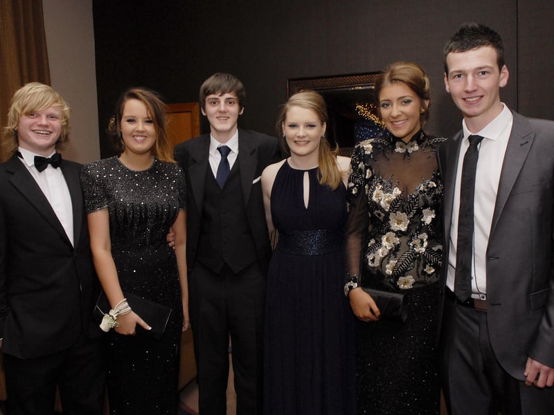Pictured at the Foyle College formal in the City Hotel on Friday night were, from left, Harry Arthur, Sarah Gee, Aaron Daly, Poppy McAuley, Abbie McCurdy and James Ferry. INLS4812-116KM
