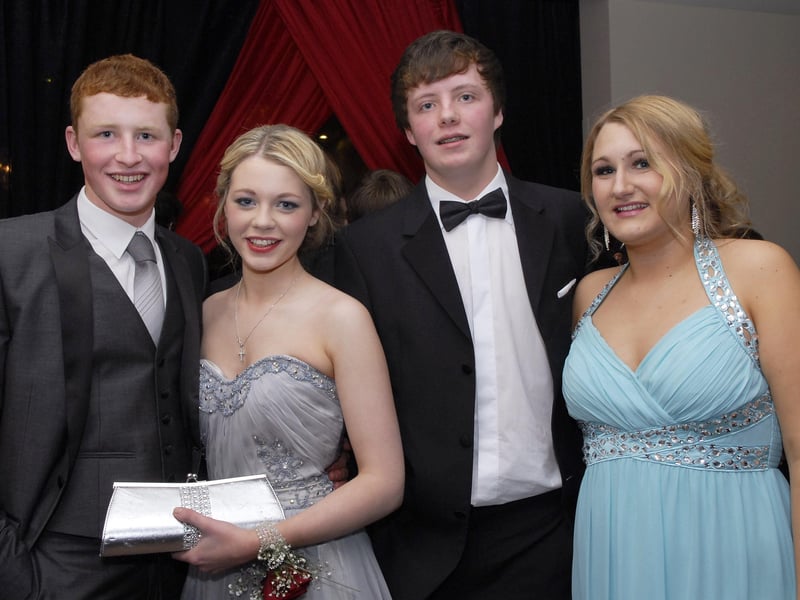 Pictured enjoying the Foyle College formal in the City Hotel were, from left, James Perry, Shannon Devine, Ben Peilow and Rebekah Chambers. INLS4812-122KM