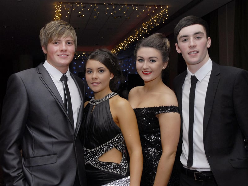 Enjoying the Foyle College formal in the City Hotel were, from left, Mark Hanna, Sarah Willis, Hazel Nutt and Adrian Dortoi-Bai. INLS4812-125KM