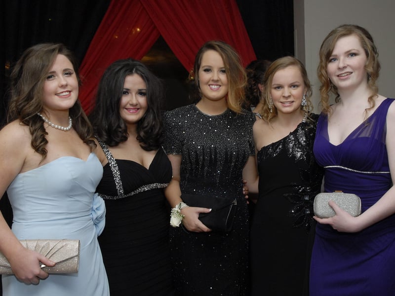 Pictured enjoying the Foyle College formal in the City Hotel were, from left, Aoife Hannon, Dearbhla Deeny, Sarah Gee, Anna Jackson and Niamh Spence. INLS4812-119KM