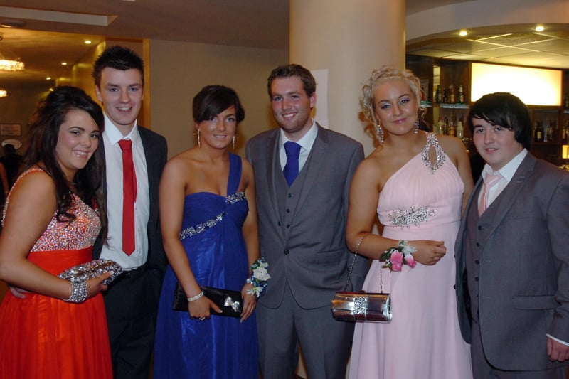 Pictured at the St Cecilia's College formal in the City Hotel are, from left, Jamie MacRory, Caolan McLaughlin, Amy Devlin, Ricky Tuff, Jessica Shaw and David Boyle. (0210PG40)