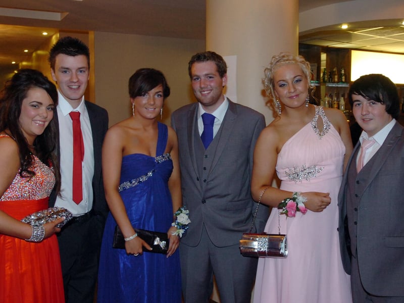 Pictured at the St Cecilia's College formal in the City Hotel are, from left, Jamie MacRory, Caolan McLaughlin, Amy Devlin, Ricky Tuff, Jessica Shaw and David Boyle. (0210PG40)