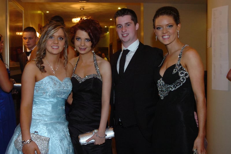 Enjoying St Cecila's College formal on Friday night are, from left, Danielle Porter, Lisa Bond, Conor McCafferty and Amy McDaid. (0210PG43)