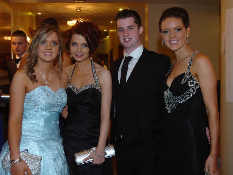 Enjoying St Cecila's College formal on Friday night are, from left, Danielle Porter, Lisa Bond, Conor McCafferty and Amy McDaid. (0210PG43)