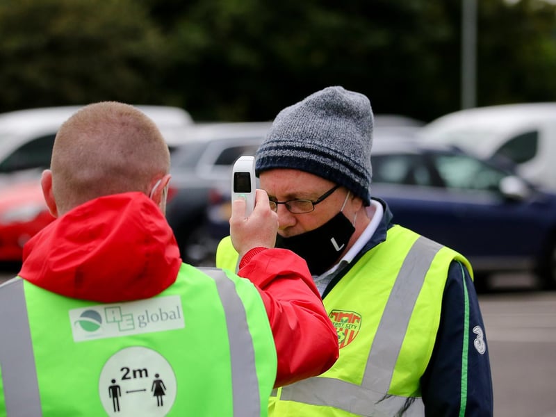 Temperature checks were taken and all covid protocols followed for fans, players, staff, stewards and media before the game.