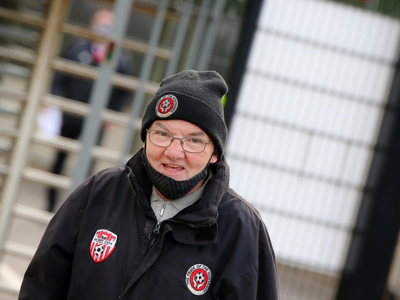 A familiar face at the Brandywell makes his way through the turnstiles after a 15 months lockout.