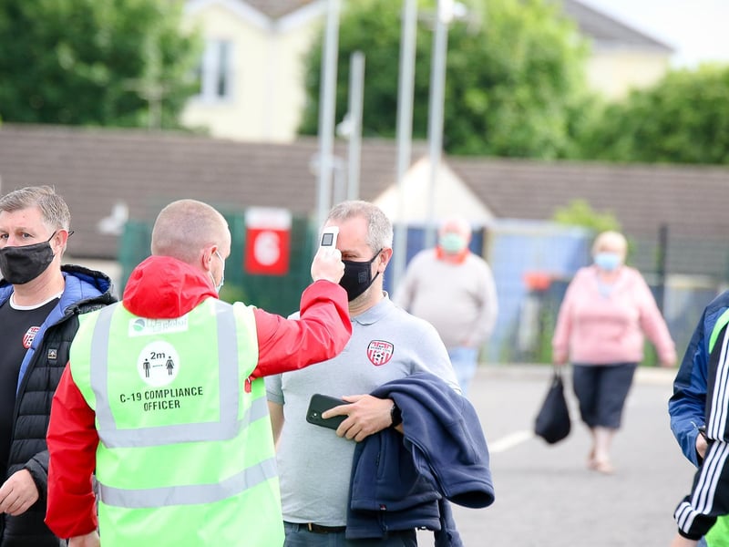 More of the 155 fans make their way to the ground as kick-off approaches.