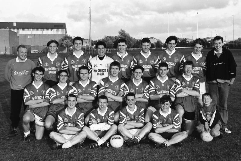 The St. Joseph’s minor side who won the North Derry league in only their first year in the competition. Included are team managers, Seamus Toman and Paddy McCallion.