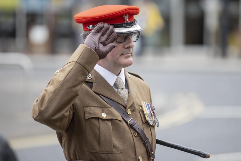 Major Stephen Montgomery pays his respects,. Pic by McAuley Multimedia
