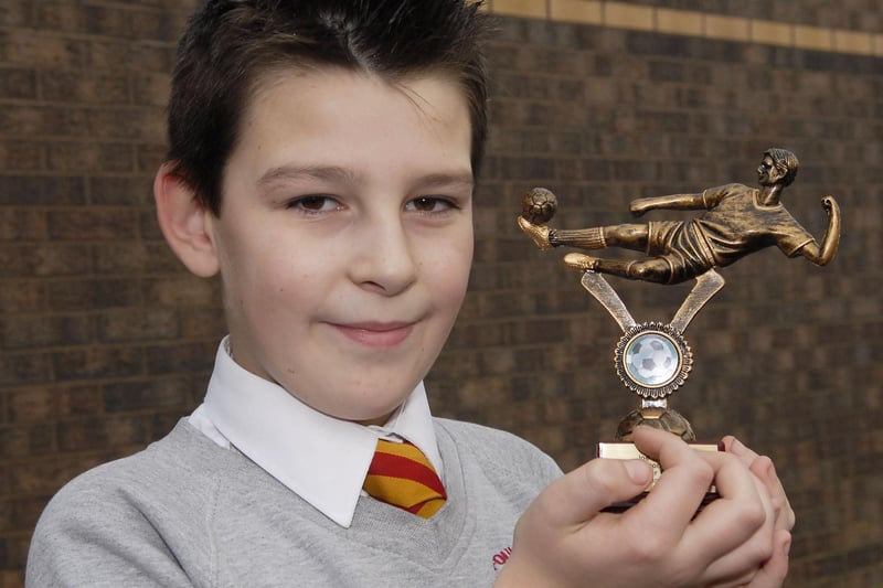 Fountain Primary School pupil Alex Boyd was the winner of the Man of the Tournament Award during a Cross Community Football Tournament with teams from Fountain and Long Tower primary schools. INLS5212-110KM