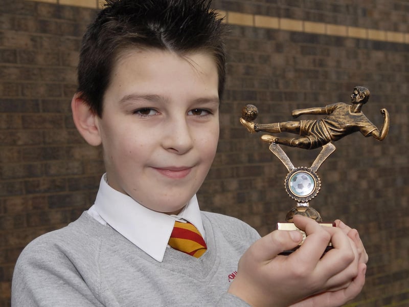 Fountain Primary School pupil Alex Boyd was the winner of the Man of the Tournament Award during a Cross Community Football Tournament with teams from Fountain and Long Tower primary schools. INLS5212-110KM