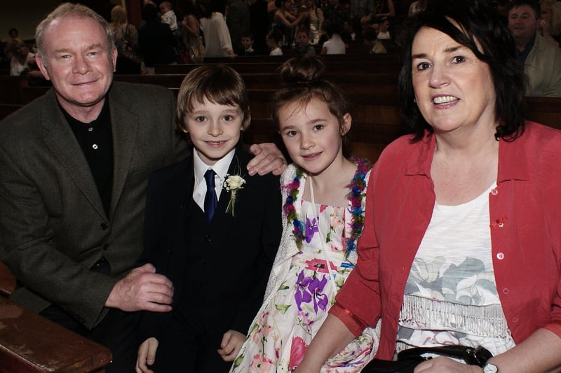Martin and Bernie McGuinness and their grandchildren at St Mary's Creggan 2011.