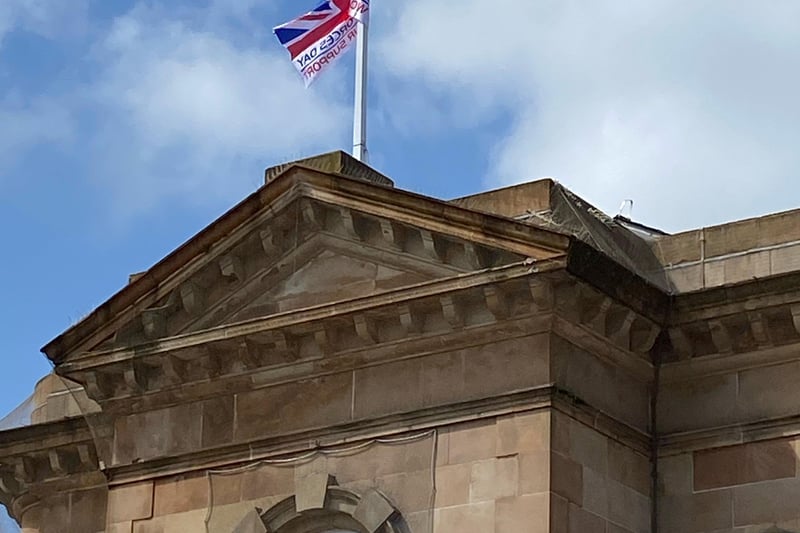 The Armed Forces Day flag flying at Coleraine Town Hall