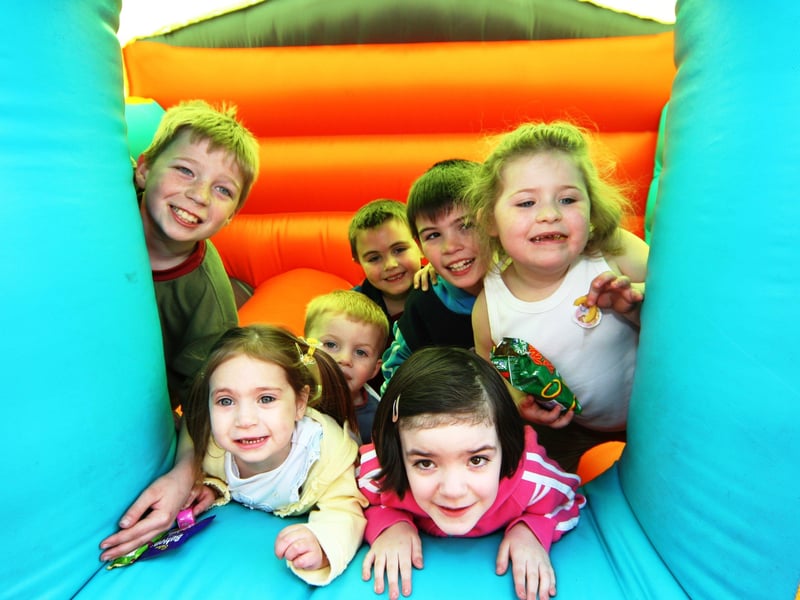 Keeva Barr and friends enjoy the bouncy castle at her birthday party.