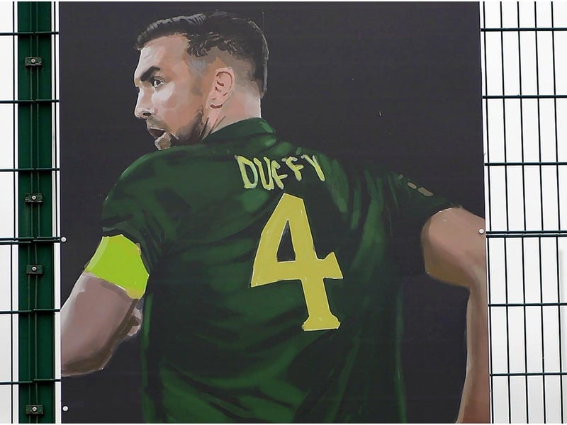 Shane Duffy sporting hero portrait by local artist Joe Campbell at the Leafair Well-Being Village. DER2125GS - 030