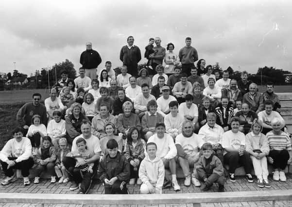 Group pictured at the start of the annual breakfast run for the Foyle Hospice which took place in July 1996. Included is Noel McMonagle, organiser.