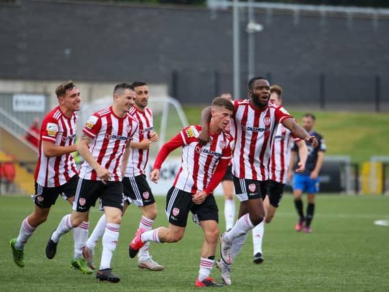 Derry City finally got off the mark at home with a comfortable win over Waterford. Photographs by Kevin Moore.