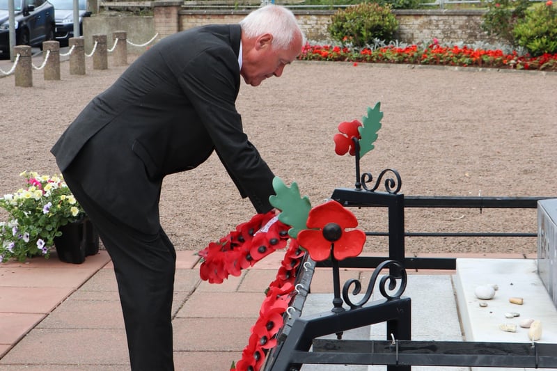 Leonard Quigg of Ballycastle RBL lays a wreath at the remembrance ceremony for the anniversary of the Battle of the Somme