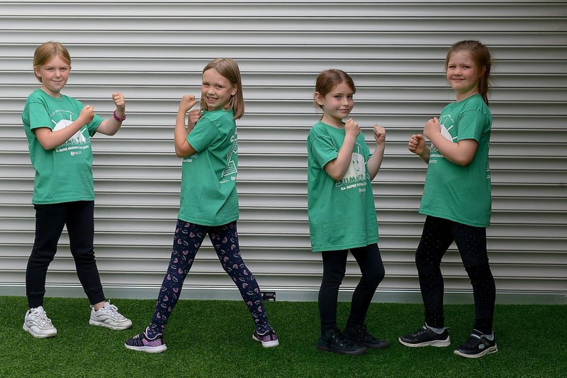 Savanah, Caoimhe, Faye and Heidi rehearsing at the Studio 2 Annie themed Summer Scheme pictured earlier this week. Photos: George Sweeney DER2127GS - 013