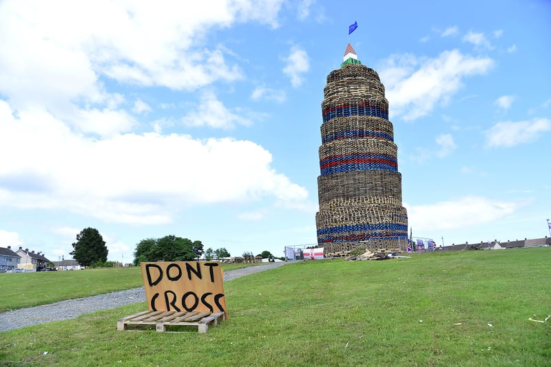 The Craigyhill bonfire builders are hoping their impressive structure is the biggest in Northern Ireland. Picture: Arthur Allison/Pacemaker.