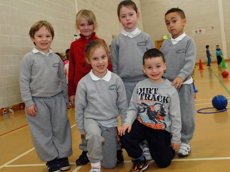 From left, Rian, Zara, Alanna, Niambh, Shea and Finn from Glendermott Primary School ready for action at the Gaelic fun day in Creggan. (DER4913PG097)