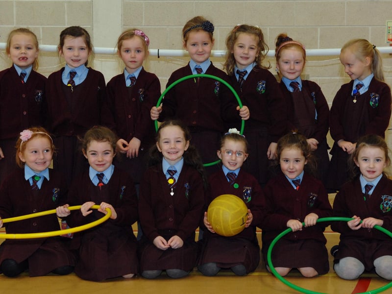 Pupils from St John's Primary School having fun at the Gaelic training session in Creggan Sports Hall on Friday. (DER4913PG095)