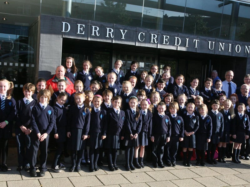 Members of the Rosemount School Choir who performed at the Derry Credit Union on Thursday morning. DER4213JM34