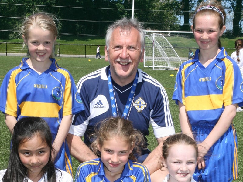The Italy team which took part in the Termoncanice PS World Cup tournament at the Scroggy Road Playing Fields, pictured with IFA coach Joe Doherty. 1206JM12