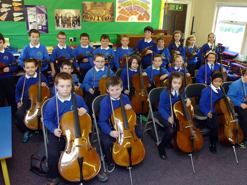 Members of the orchestra at Termoncanice Primary School. (DER4613PG092)