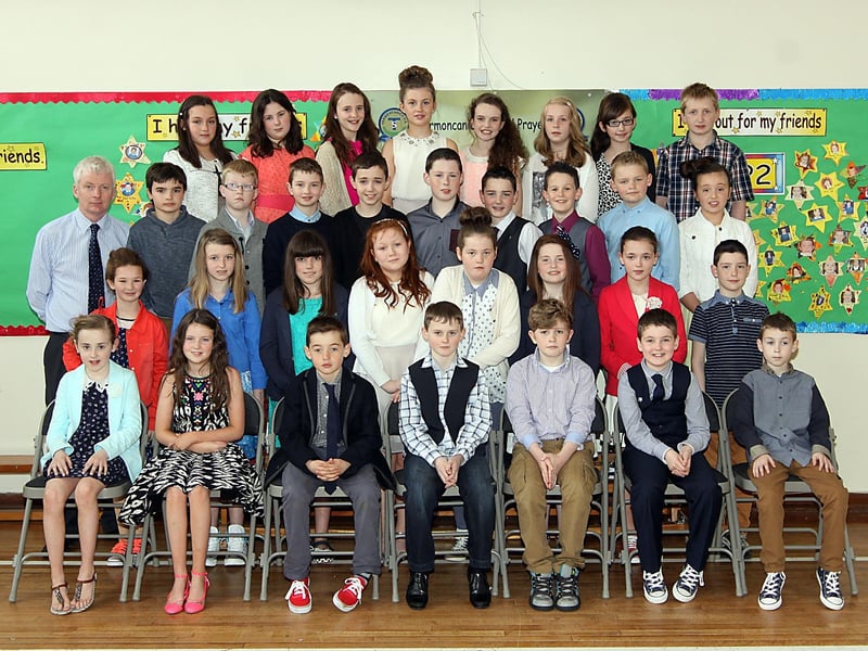 Mr Leo McCloskey with his class at Termoncanice Primary school who were confirmed last week at St Marys Limavady. INLV1713-003KDR