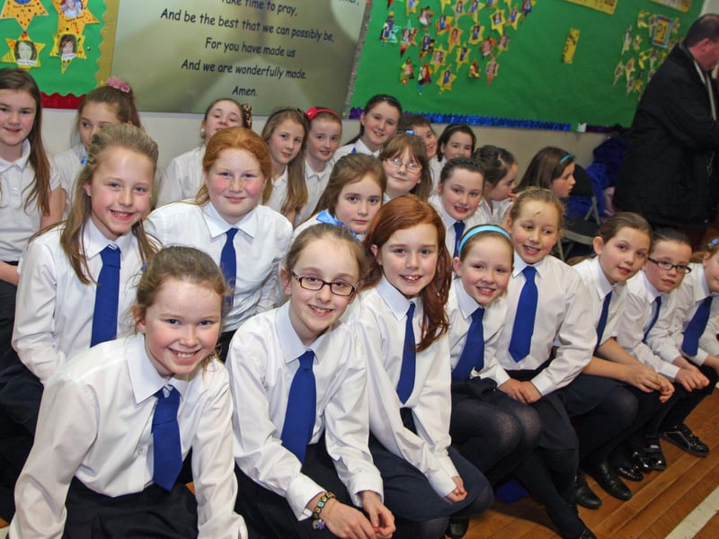 The Girls School Choir at Termoncanice PS pictured on Wednesday before performing at the 'Grandparents To School' Day in Limavady. 0402JM26
