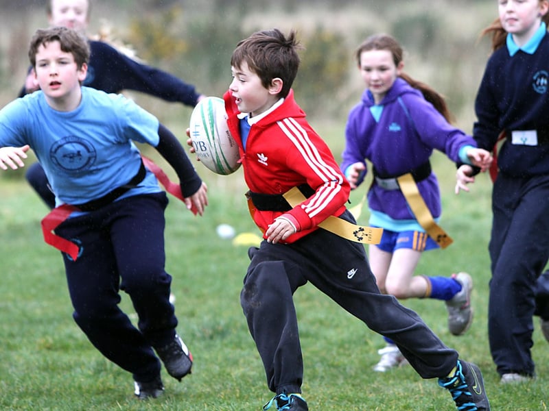 Action between Termoncanice Primary school and the Roe Valley Integrated Primary School at the rugby blitz at the Limavady rugby club on Friday. INLV1013-140KDR