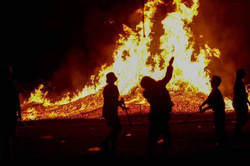 Young people out enjoying the bonfire at Craigyhill, Larne. Picture: Philip Magowan / PressEye