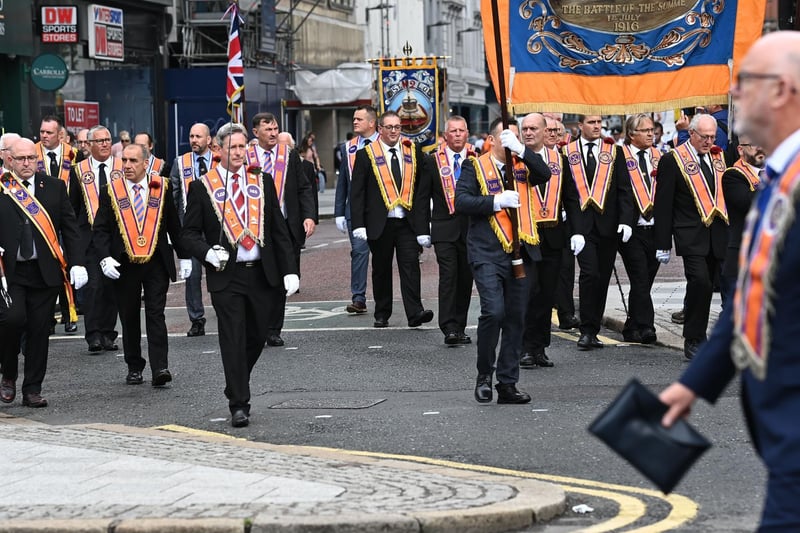 The Twelfth of July Parade From Carlisle Circus to Shaw’s Bridge in Belfast on Monday.