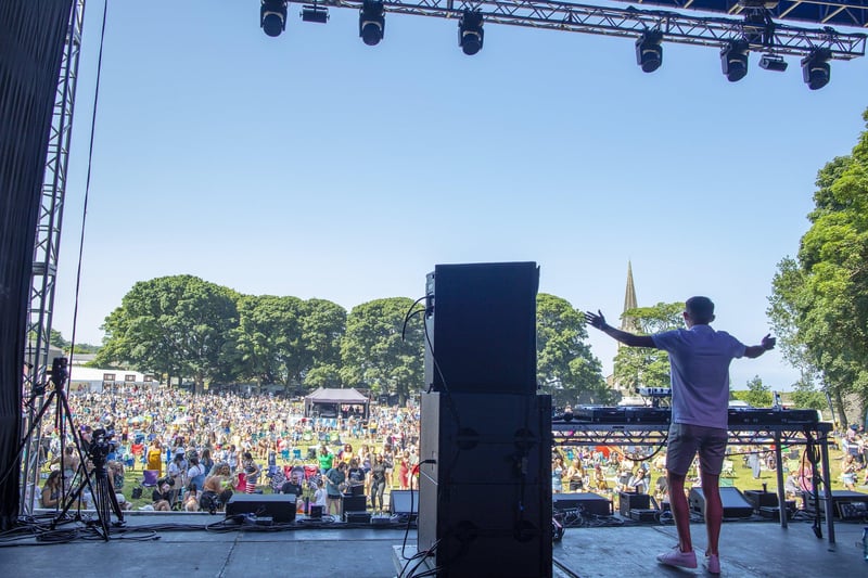 A behind the stage shot shows the large crowd at Dalfest. Picture: Paul Faith.