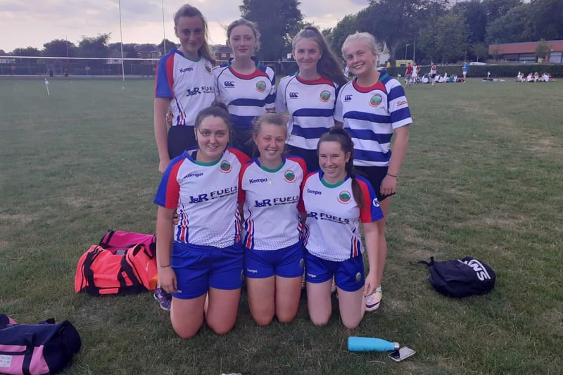The girls from Lisnamurrican YFC at the tag rugby heats at Magherafelt