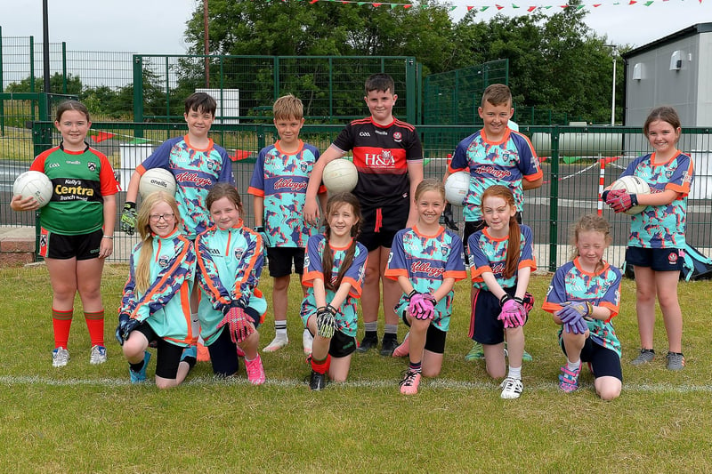 Some of the Primary School children who attended Doire Trasnas first Cúl Camp held at An gort seo na hAislinge, Corrody Road, earlier this week. (Photo: George Sweeney). DER2129GS - 016