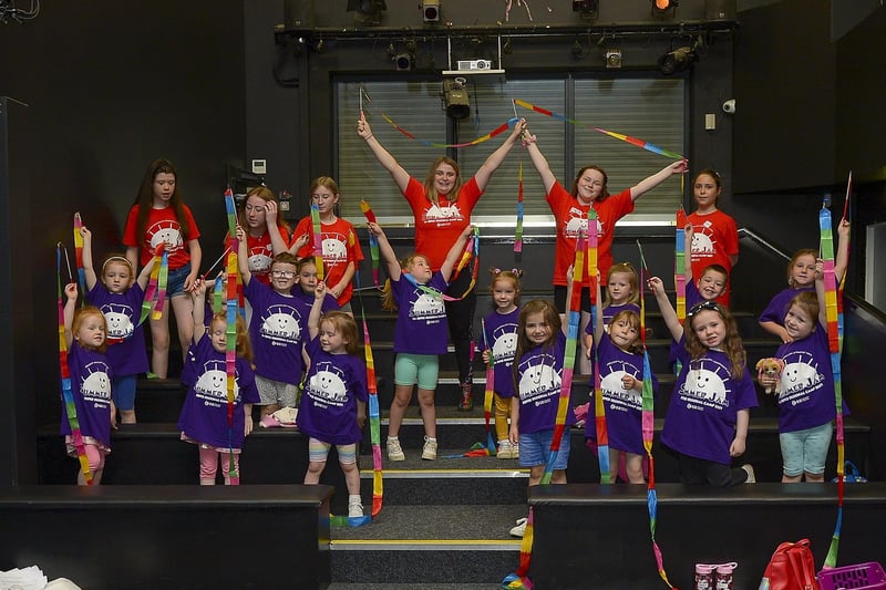Children and volunteers from Yellow Group pictured during rehearsals during the Greater Shantallow Arts ‘Trolls’ themed Summer Scheme at Studio 2 recently. DER2128GS - 026