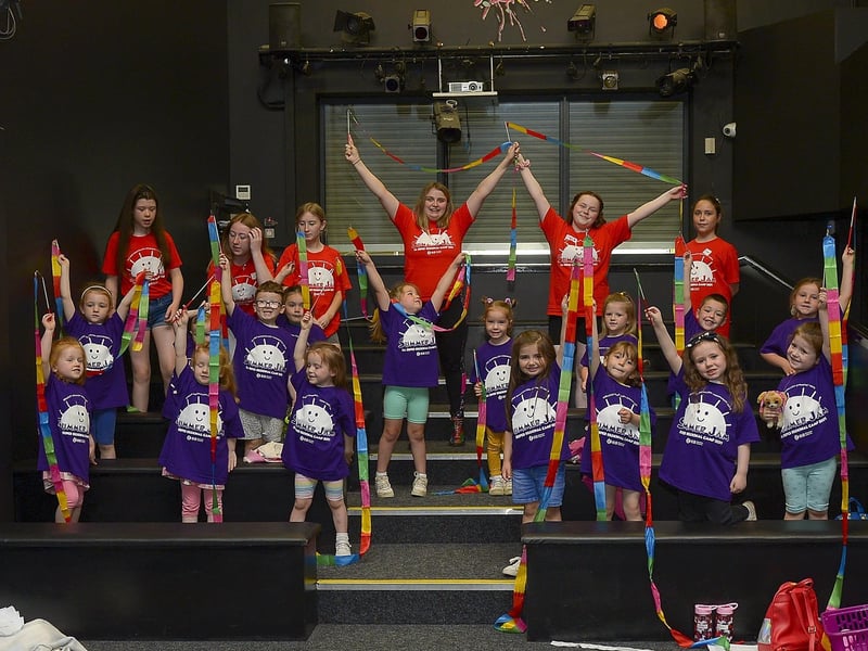 Children and volunteers from Yellow Group pictured during rehearsals during the Greater Shantallow Arts ‘Trolls’ themed Summer Scheme at Studio 2 recently. DER2128GS - 026