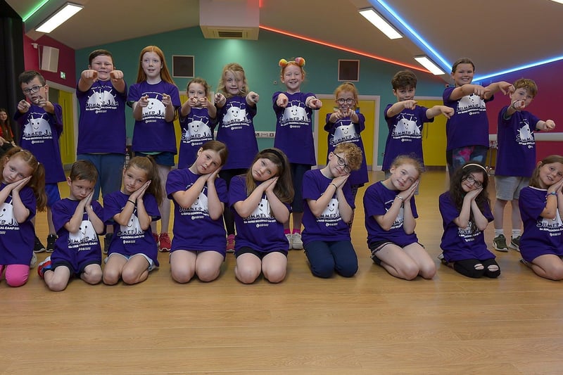 Children from Purple Group practice their dance routine during the Greater Shantallow Arts ‘Trolls’ themed Summer Scheme at Studio 2 recently. DER2128GS - 027