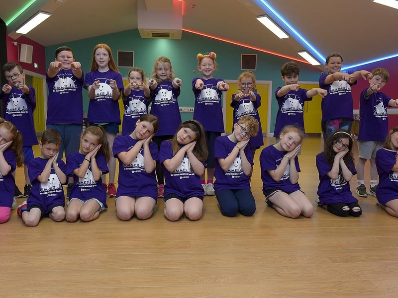 Children from Purple Group practice their dance routine during the Greater Shantallow Arts ‘Trolls’ themed Summer Scheme at Studio 2 recently. DER2128GS - 027