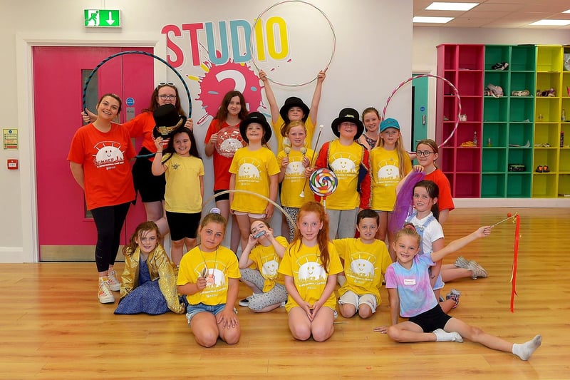 Children and volunteers pictured at the recent The Greatest Showman themed summer camp at the Studio 2 Youth & Community Arts Centre in Skeoge.  DER2129GS - 071