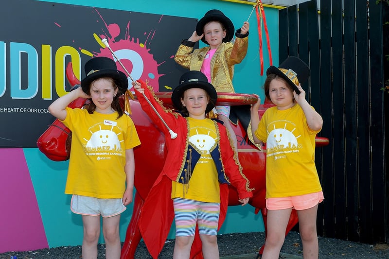 Katelynn, Nell, Elsie and Lucia took part in the recent The Greatest Showman themed summer camp at the Studio 2 Youth & Community Arts Centre in Skeoge. Photos: George Sweeney. DER2129GS - 072