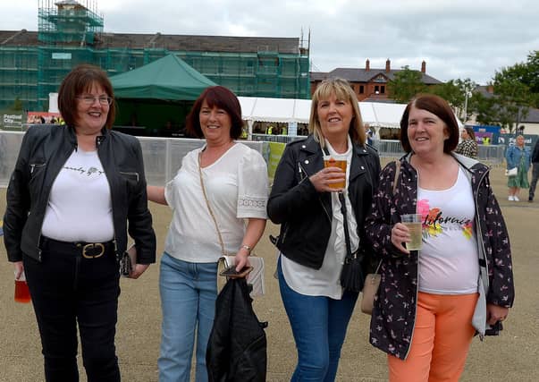 Derry sisters Martina, Helena, Jeanette and Lilian attended the Boyzlife concert in Ebrington Square on Sunday evening last. DER2131GS – 027