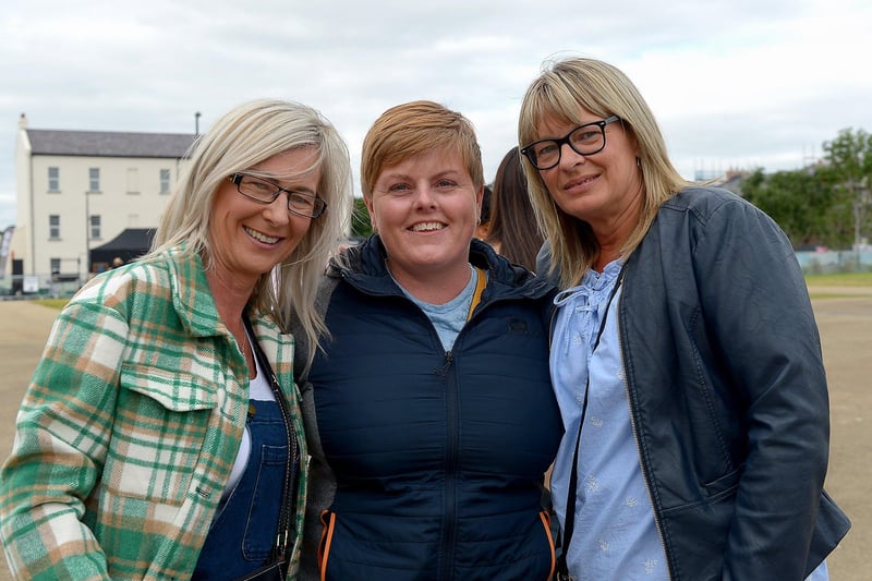 Sharon, Lucinda and Joanne from Limavady were at the Boyzlife concert in Ebrington Square on Sunday evening last. DER2131GS – 028