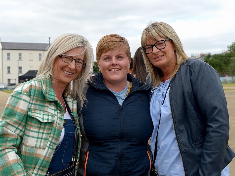 Sharon, Lucinda and Joanne from Limavady were at the Boyzlife concert in Ebrington Square on Sunday evening last. DER2131GS – 028