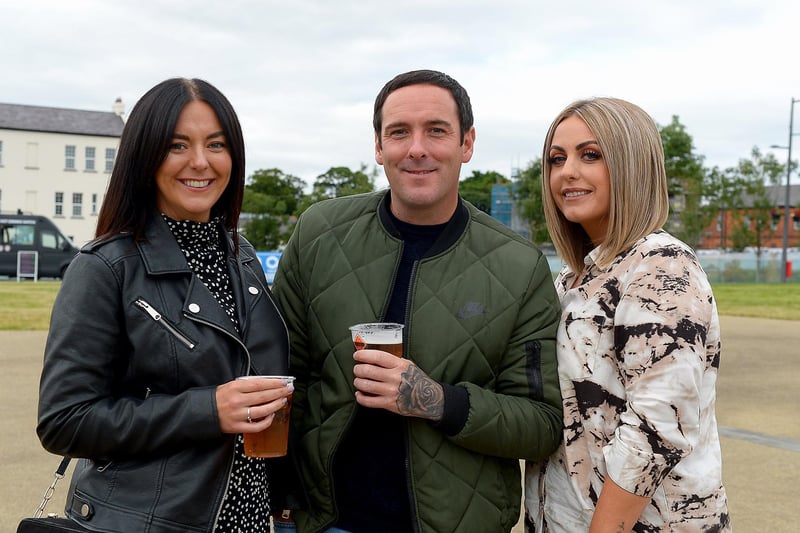 Emma Logue, Mark King and Racheal Hillen from Derry were among the attendance in Ebrington Square, on Sunday evening last, for the Boyzlife concert.  DER2131GS – 023