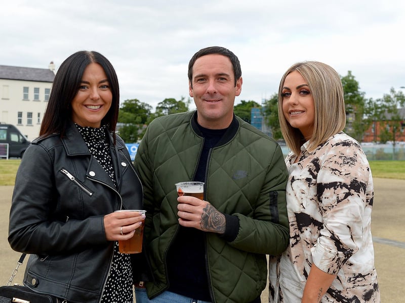 Emma Logue, Mark King and Racheal Hillen from Derry were among the attendance in Ebrington Square, on Sunday evening last, for the Boyzlife concert. DER2131GS – 023