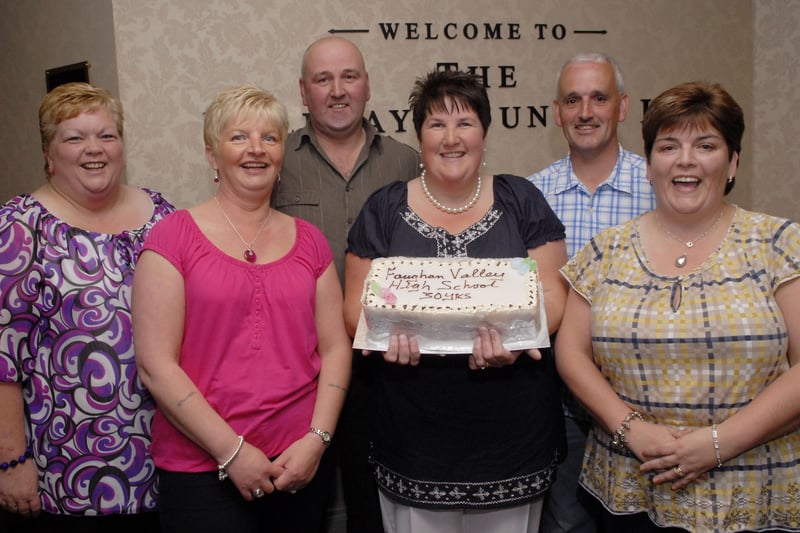 Organising committee members pictured at the 30th anniversary reunion of former classmates from Faughan Valley High School in The Belfray Country Inn on Friday, from left, Wilma McGowan, Wilma Falconer, Kenny Dunn, Iona Wiley, Richard Elder and Heather Parkhill. LS26-156KM